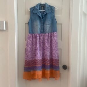 Denim and Floral Hi-Low Dress​​​​​​